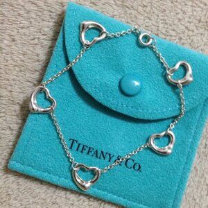 Tiffany & Co. Elsa Peretti Sterling Silver Open Heart 7" Bracelet